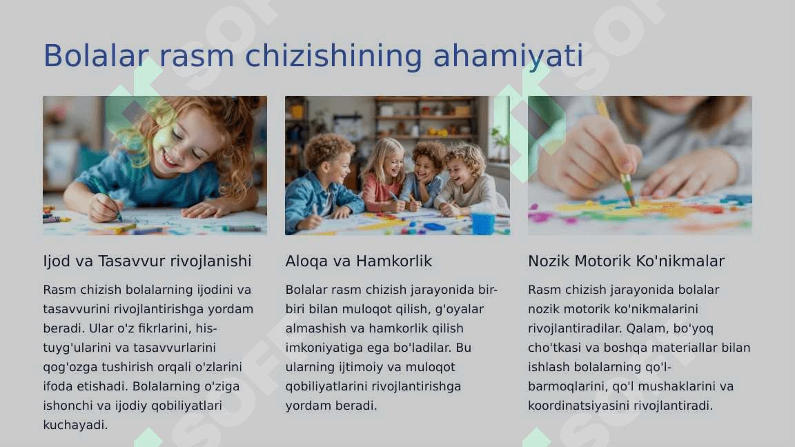 Katta va maktabga tayyorlov guruhda bolalarni rasm chizishga 2