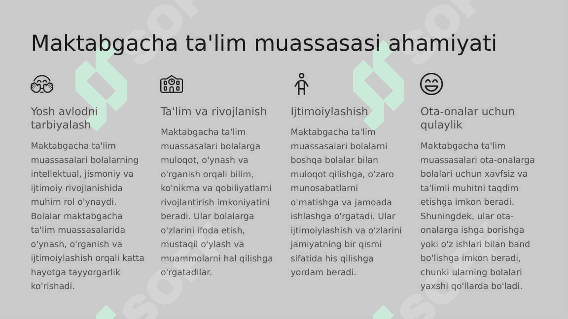 Maktabgacha talim muassasasi qurilishi va bezaklari 2