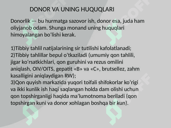 Transfuziologiya . Donorlik va salomatlik 5