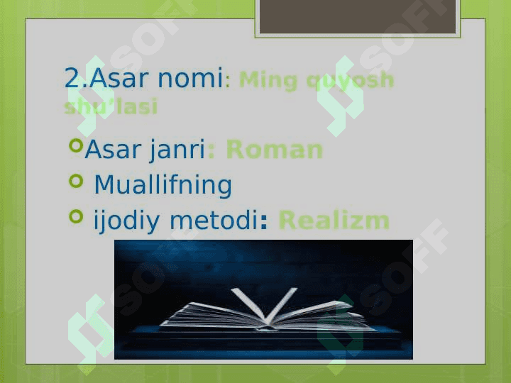 Badiiy asar tahlili /Ming quyosh shu’lasi
Xolid Xusayniy  asari  bo’yicha 6