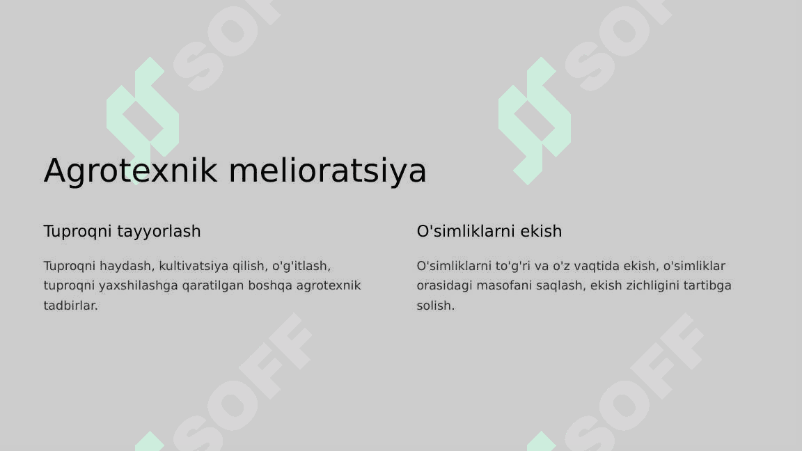 Qishloq xo'jaligi melioratsiyasi turlari 2