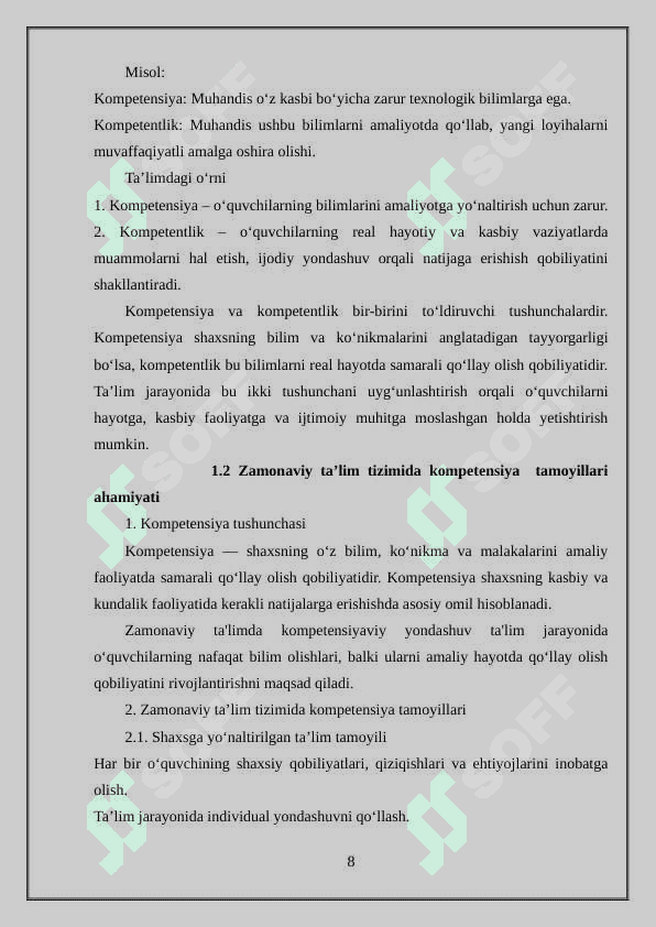 O‘QUVCHILARDA KOMPETENSIYANI SHAKLLANTIRISH TAMOYILLARI 8