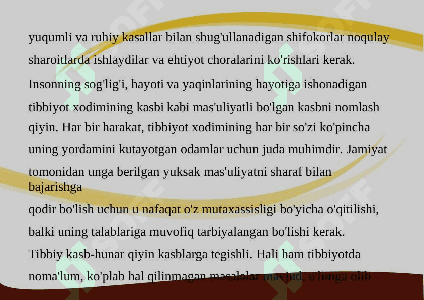 TIBBIYOT KASBIGA KIRISH DAVOLASH MUASSASALARI ISHNING TASHKIL ETILISHI 2