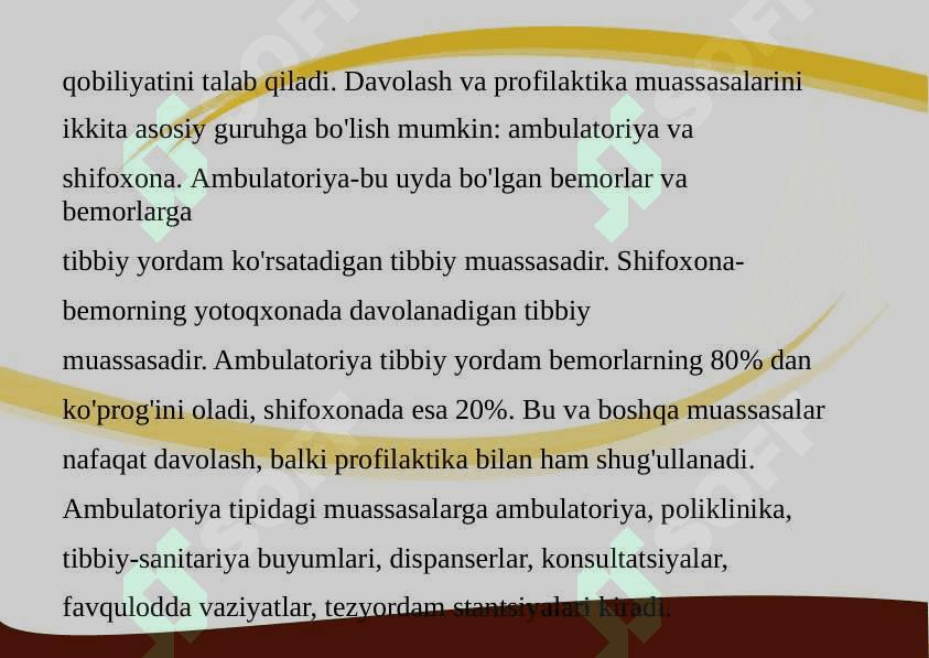 TIBBIYOT KASBIGA KIRISH DAVOLASH MUASSASALARI ISHNING TASHKIL ETILISHI 4