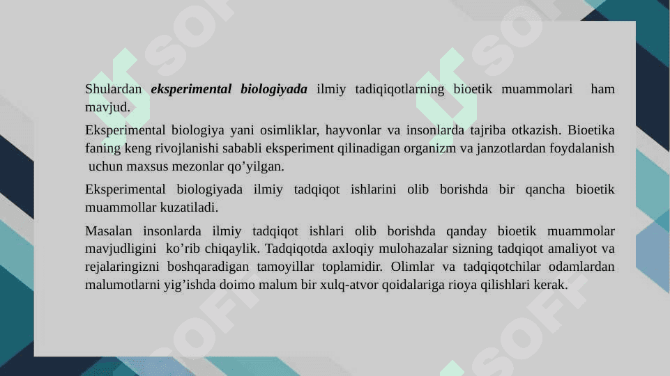 Eksperimental biologiyada ilmiy tadqiqot olib  borishning bioetik muammolari 3