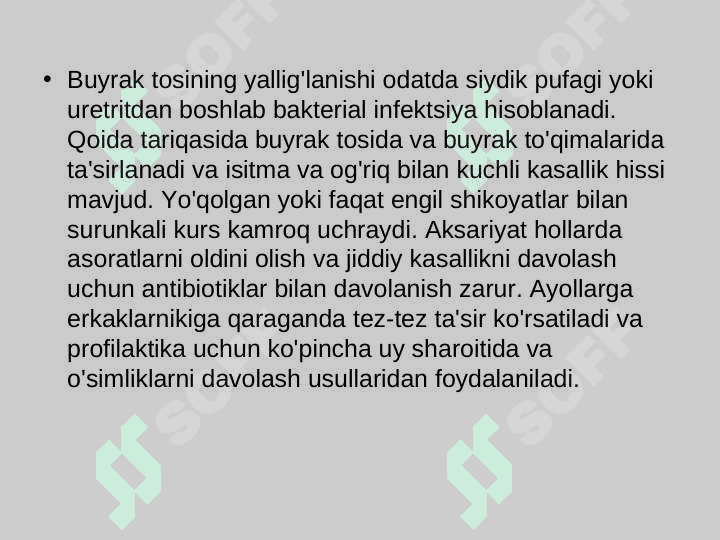 BUYRAK   YALLIG’LANISHI VA IMMUN YALLIG’LANISH  KASALLIKLARINING ETIOLOGIYASI , PATOGENEZI, KASALLIKNING KLINIK NOMOYON BO’LISHI , DIAGNOSTIKASI VA AKTIVLIK MEZONLARI . BUYRAK   YALLIG’LANISHI VA IMMUN YALLIG’LANISH  KASALLIKLARINING ETIOLOGIYASI , PATOGENEZI, KASALLIKNING KLINIK NOMOYON BO’LISHI , DIAGNOSTIKASI VA AKTIVLIK MEZONLARI 3