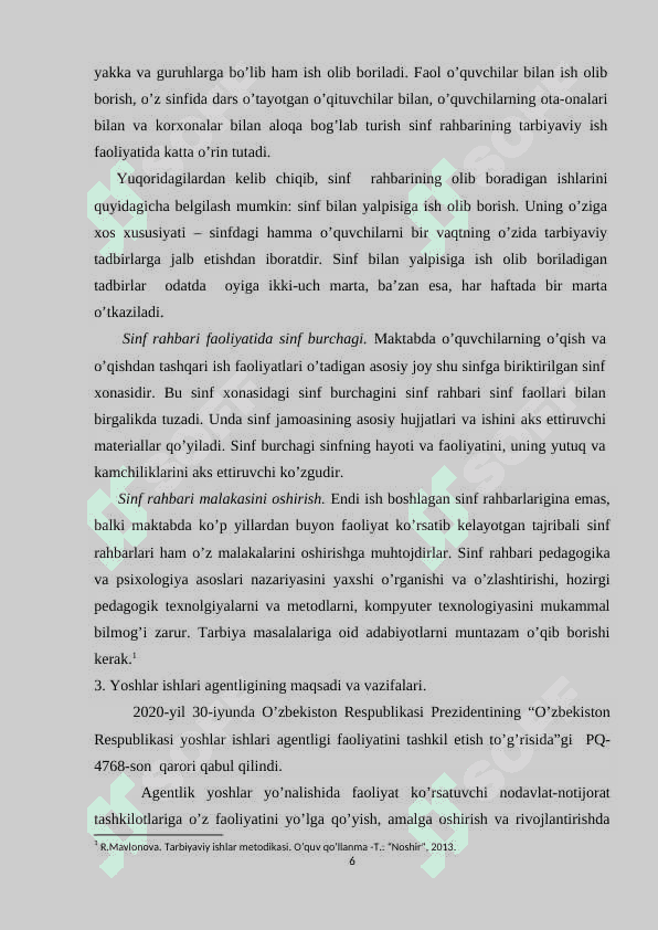 Maktabdagi tarbiyaviy ishlar tizimida sinf rahbarining faoliyatini tashkil etish metodikasi 6