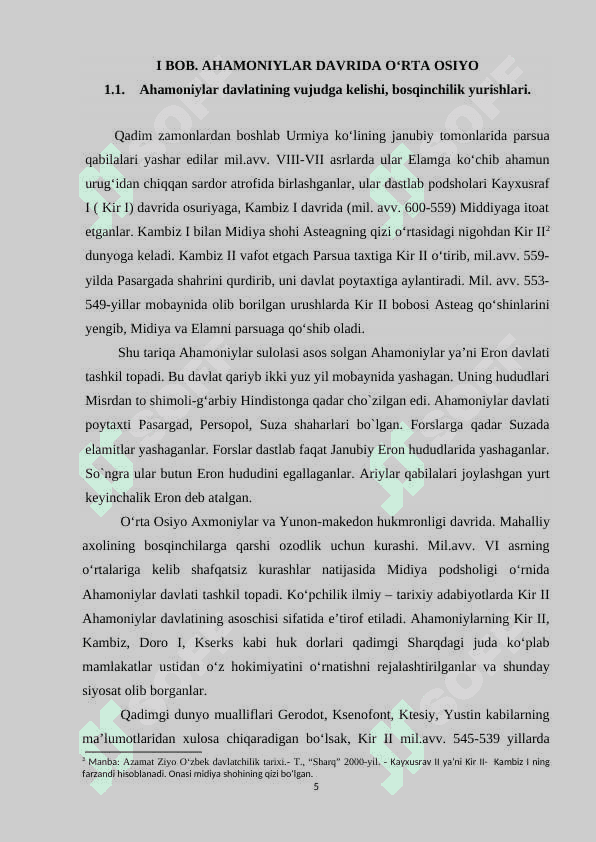 O'rta Osiyo xalqlari Ahamoniylar davlati tarkibida(mil. avv VI-IV asrlar). 5