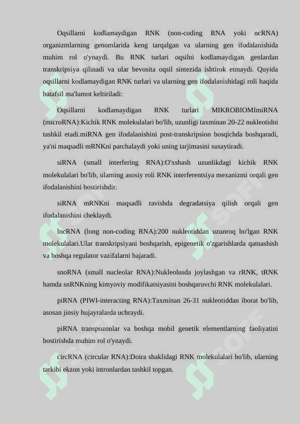 OQSILLARNI KODLAMAYDIGAN RNK LAR VA ULARNING GEN IFODALANISHIDAGI ROʻLI 2