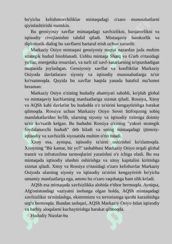 Markaziy Osiyoda bo’lishi mumkin bo’lgan xavflar 3