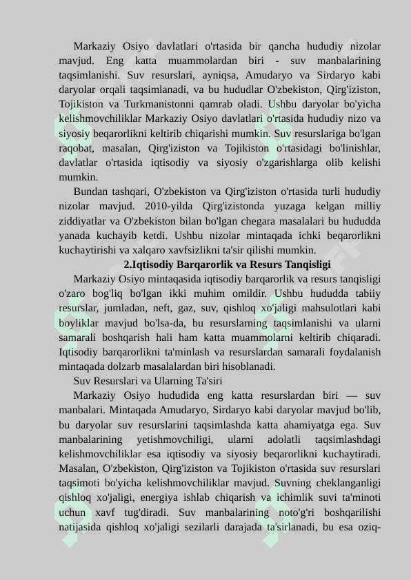 Markaziy Osiyoda bo’lishi mumkin bo’lgan xavflar 4