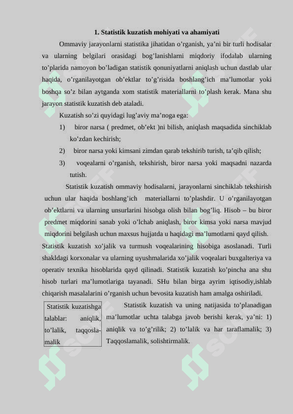 STATISTIK KUZATISHNING DASTURIY USLUBIY VA TASHKILIY MASALALARI 2