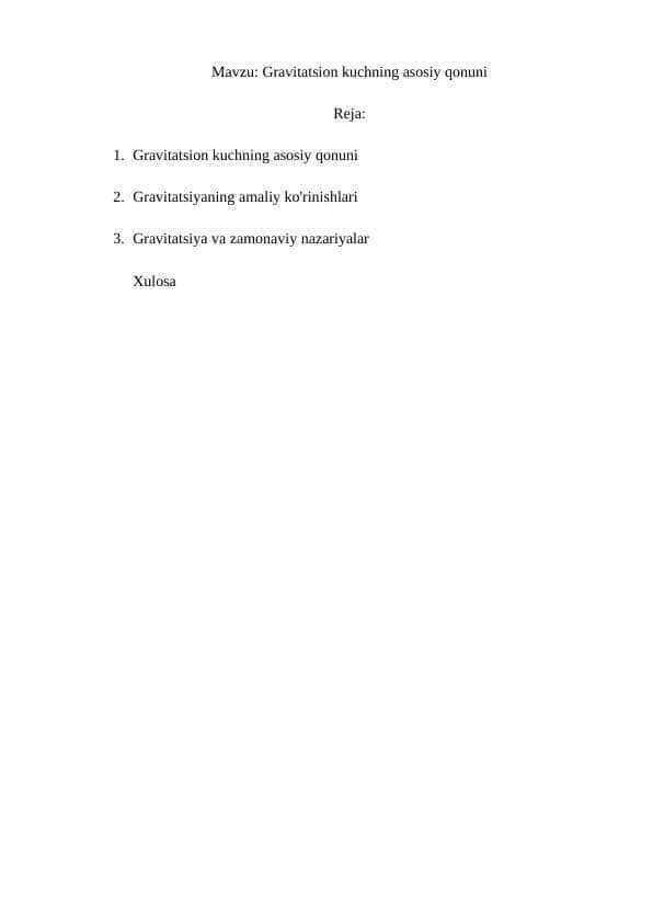 Gravitatsion kuchning asosiy qonuni 1