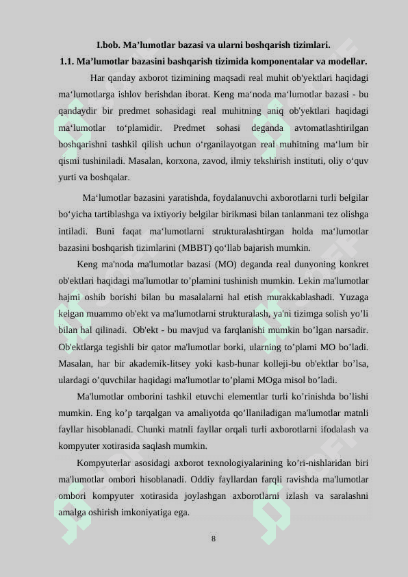 Ma’lumotlar bazasida ish yuritadigan dasturlarni o’qitish usullari 8