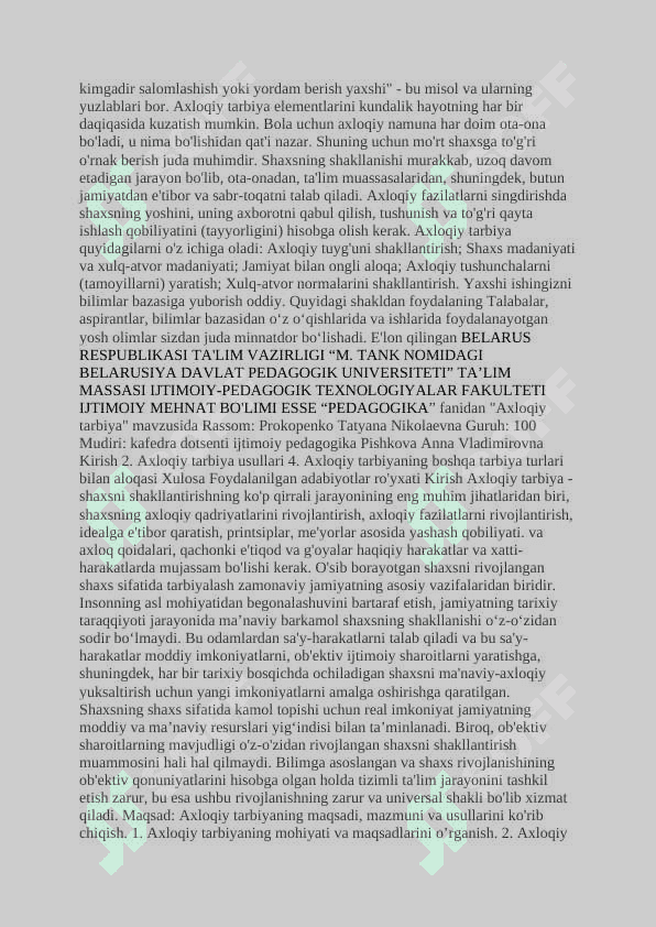 Axloqiy tarbiyada  Abdulla Qaxorning  Sinchalak  asridan foydalanish 5