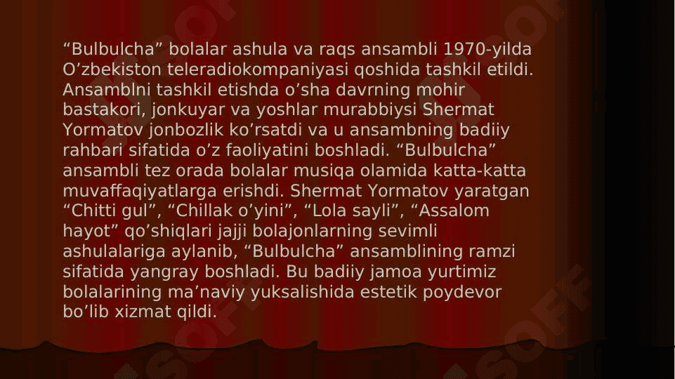 BOLALAR KOMPAZITORI SHERMAT YORMATOVNING HAYOTI VA IJODI 4