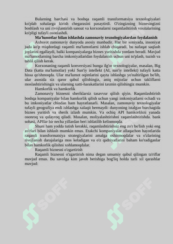 Raqamli biznesni transformatsiyasi 2
