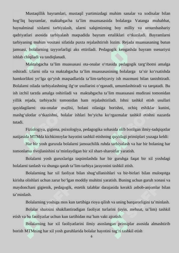 Ta`lim tarbiya ishlarini rejalashtirish. 6