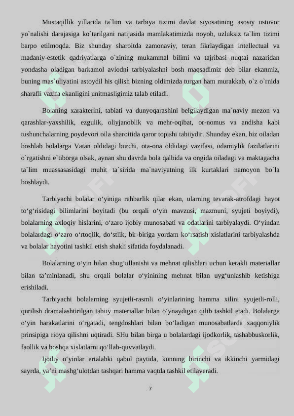 Ta`lim tarbiya ishlarini rejalashtirish. 7