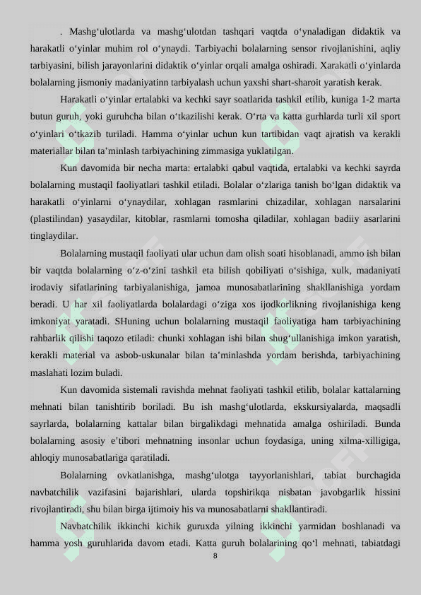 Ta`lim tarbiya ishlarini rejalashtirish. 8