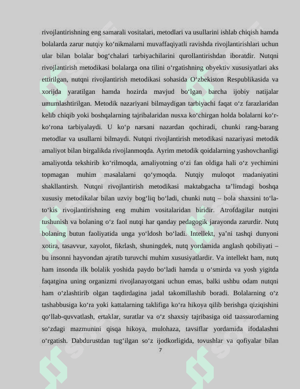 TAYYORLOV GURUHLARIDA NUTQ MULOQOT KO`NIKMALARINI SHAKLLANTIRISH METODLARI 7