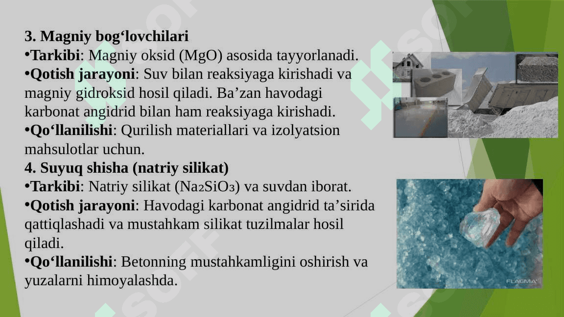 Havoda qotuvchi bogʻlovchi moddalar 4