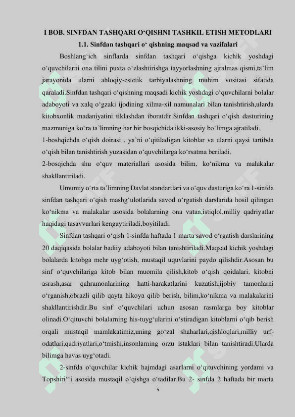 SINFDAN TASHQARI TAYYORLOV BOSQICH DARSLARINI TASHKIL ETISH (4-sinf) 4