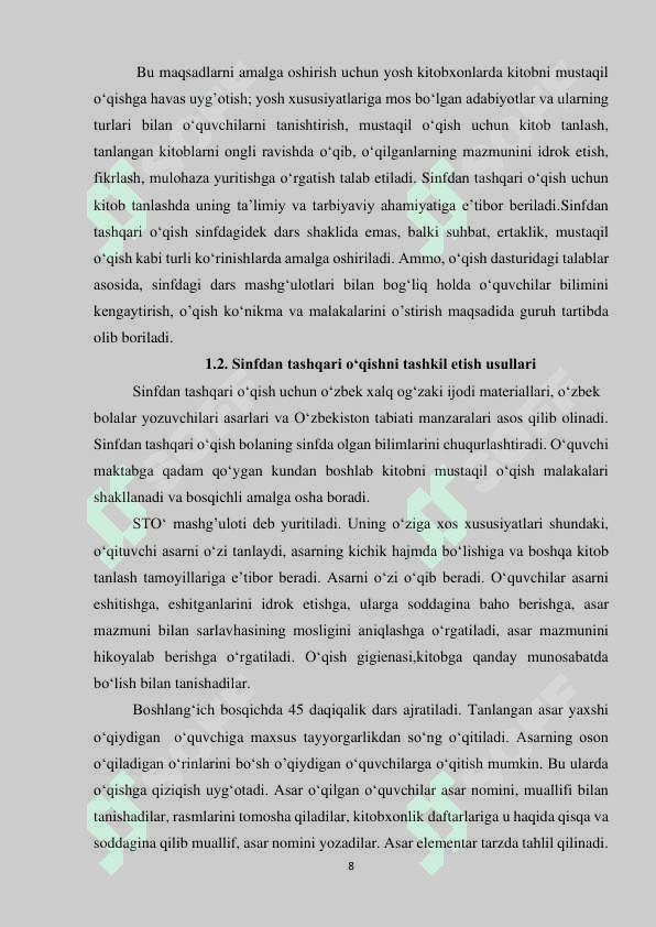 SINFDAN TASHQARI TAYYORLOV BOSQICH DARSLARINI TASHKIL ETISH (4-sinf) 7