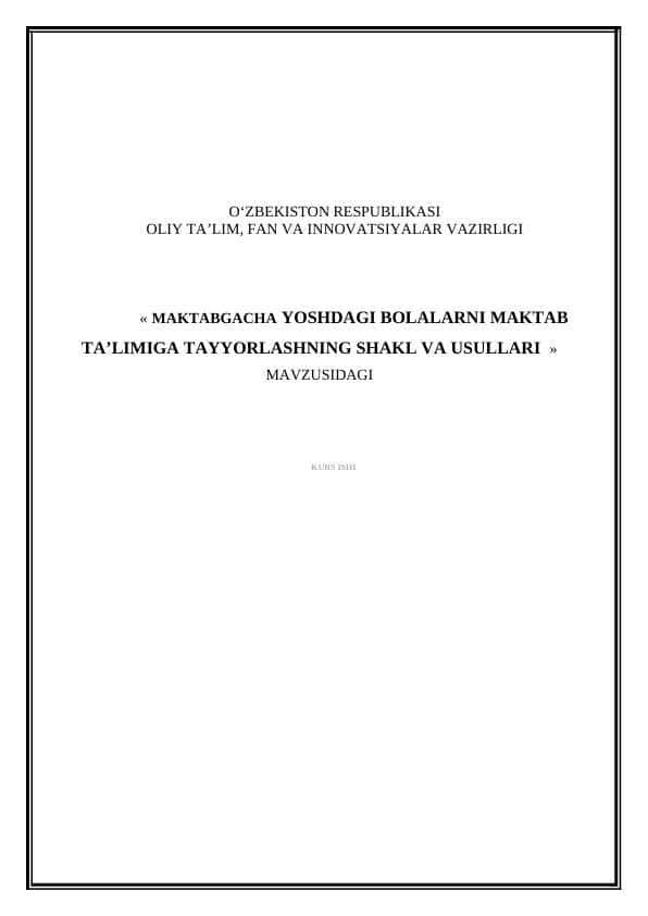 Maktabgacha yoshdagi bolalarni maktabga tayyorlash
