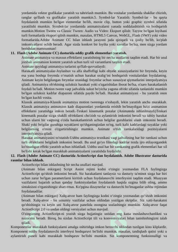 Kompyuter grafikasi savollar javoblari bilan 4