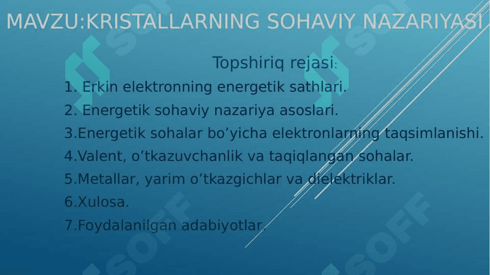 KRISTALLARNING SOHAVIY NAZARIYASI 2