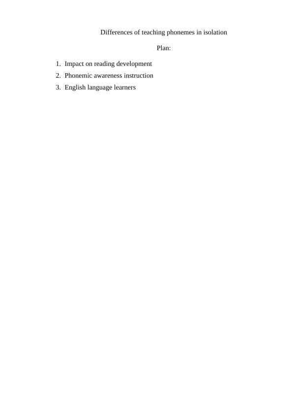 Differences of teaching phonemes in isolation 1