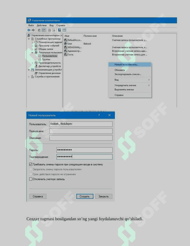 Operasion tizimda (Windows OT) parolga asoslangan autentifikasiya mexanizmini o‘rnatish va sozlashni o‘rganish. 4