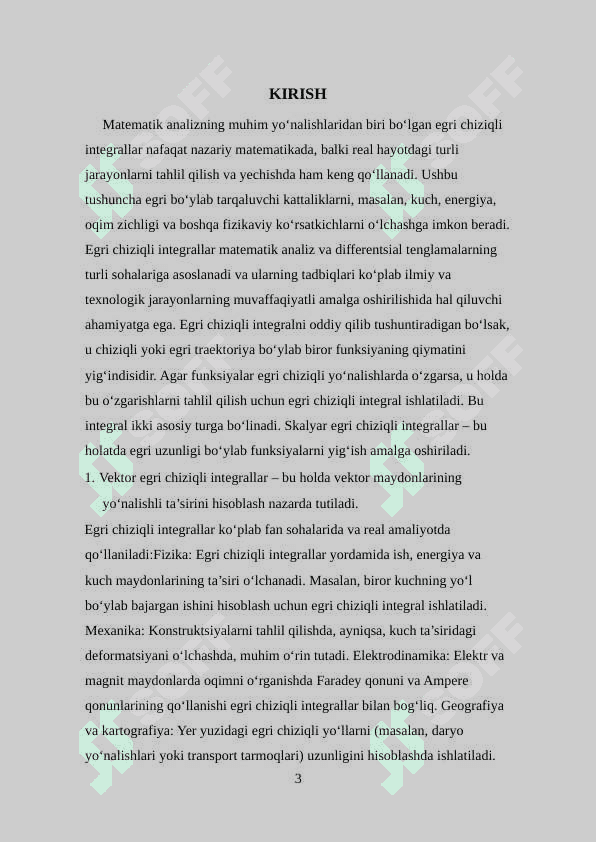 Egri chiziqli integrallarning tadbiqlari 3