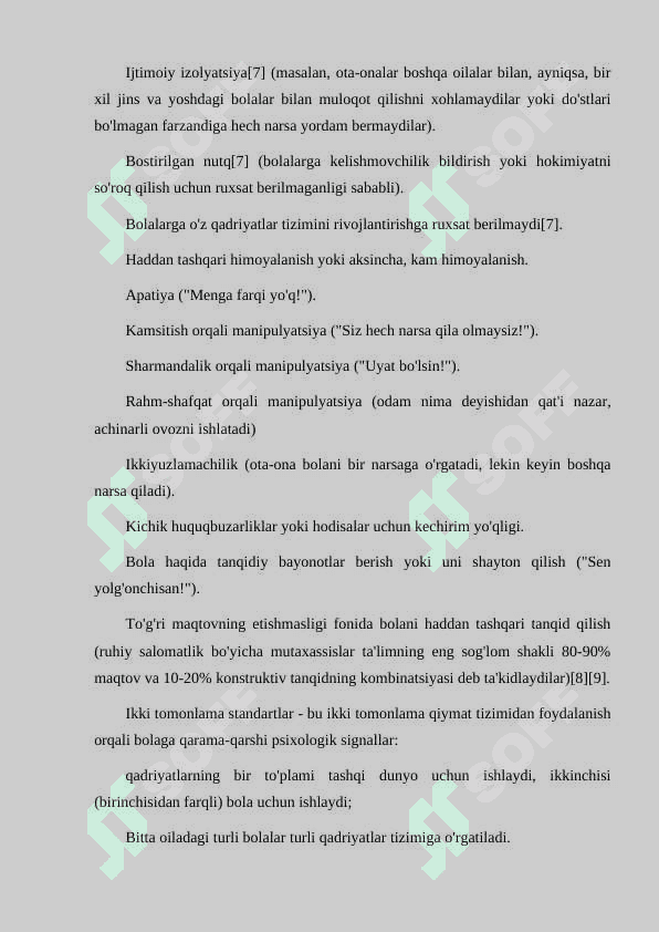 XAVF OSTIDAGI OILALARDA TARBIYALANAYOTGAN BOLALARGA TA'SIR ETUVCHI OMILI 7