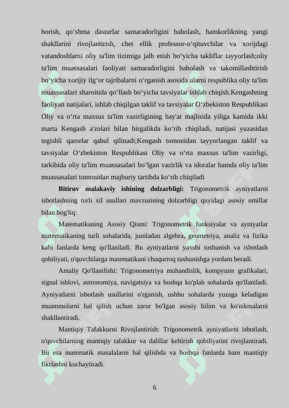 Trigonometrik ayniyatlarni isbotlashning turli xil usullari. 6