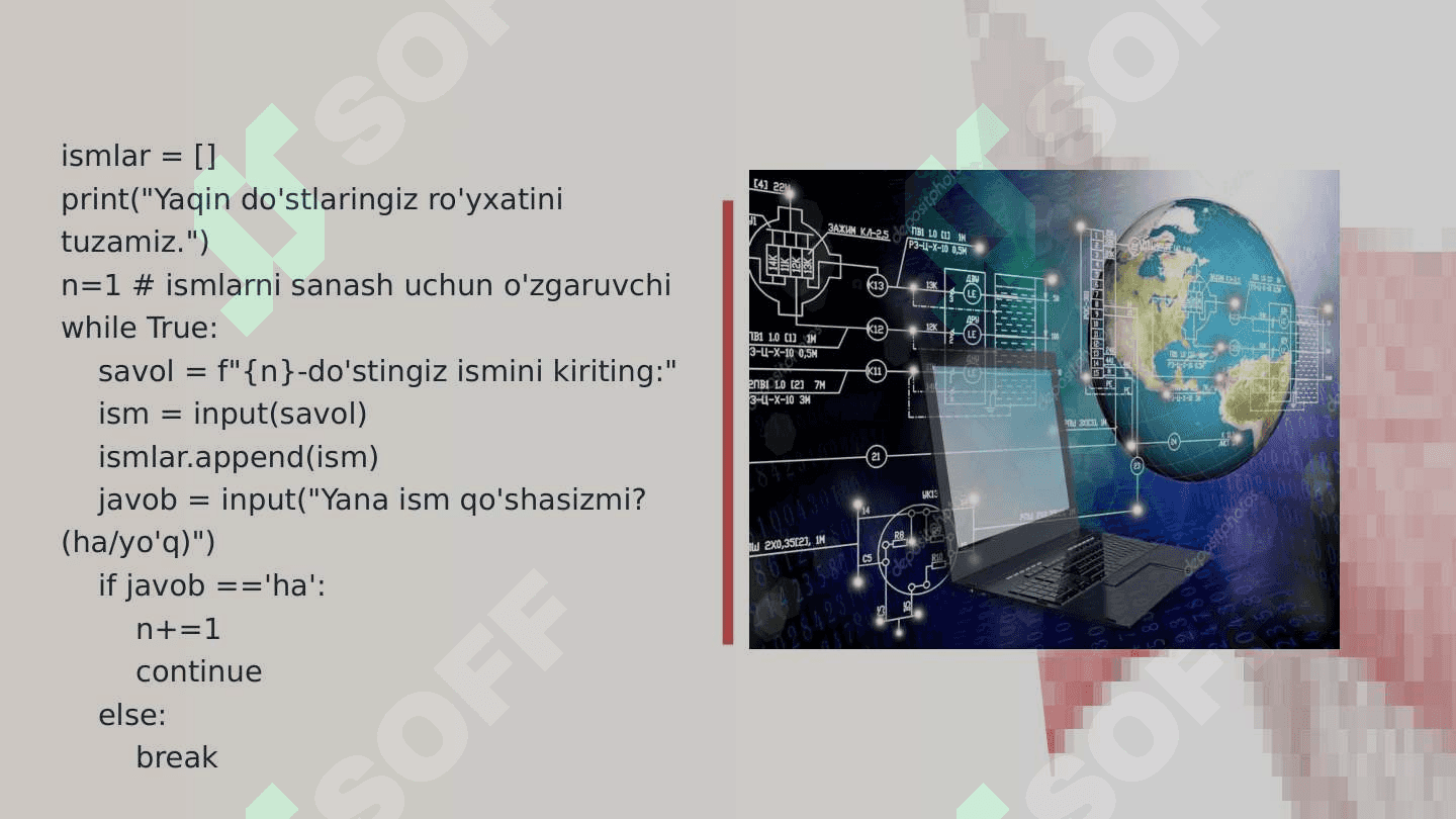 Bir nechta o'lchovli ro'yxatlarni o'quvchilarga Python dasturlash tilida hayotiy misollar bilan tushuntirish 6