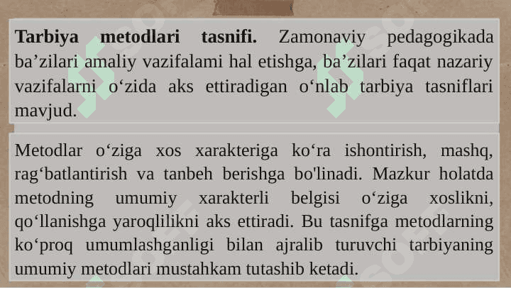 Pedagogikada tarbiyaning umumiy metodlari 6