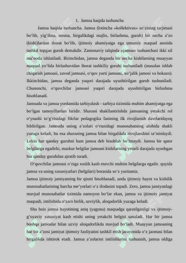 O‘quvchilar jamoasi – pedagogik jarayonning asosiy shakli. 2