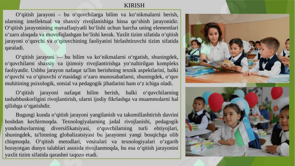 O‘qitish jarayoni yaxlit tizim sifatida 2