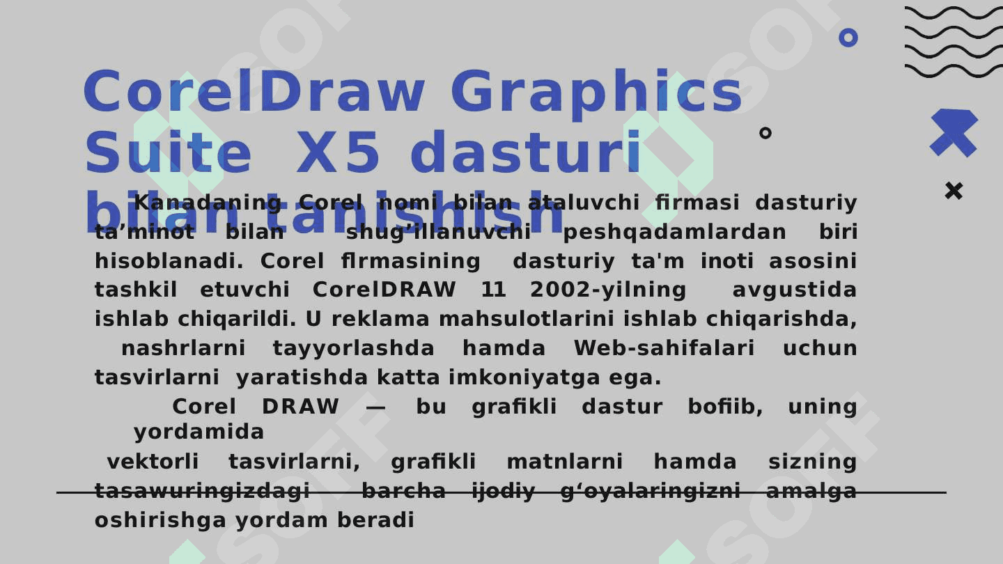 Corel Draw Suite Graphics X5 versiyaning dasturiy taʼminoti 4