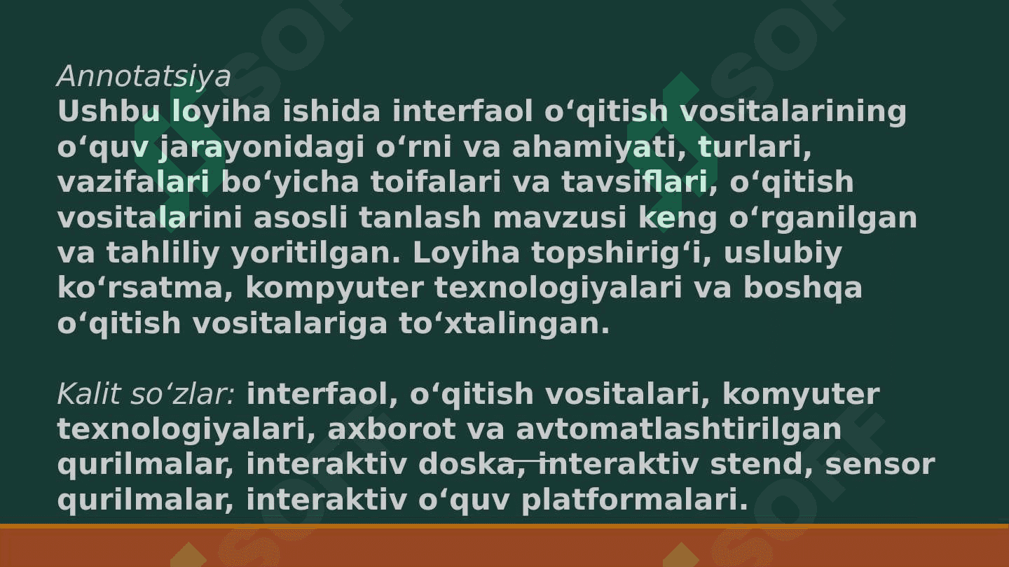 INTERFAOL O’QITISH VOSITALAR 2