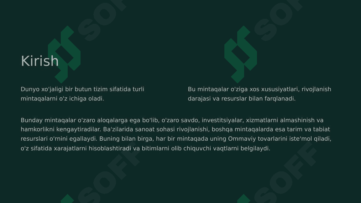 Dunyo xo‘jaligining mintaqaviy xususiyatlari 3