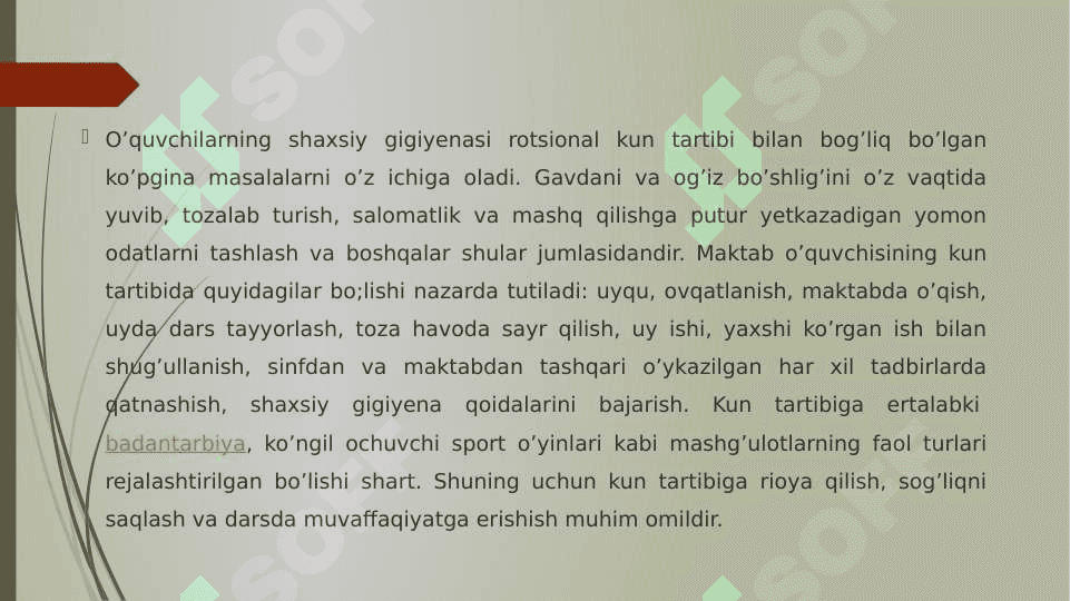 Slayd. O'quvchilarni gigenik tarbiyakash 3