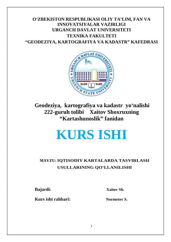 IQTISODIY KARTALARDA TASVIRLASH USULLARINING QO‘LLANILISHI 1
