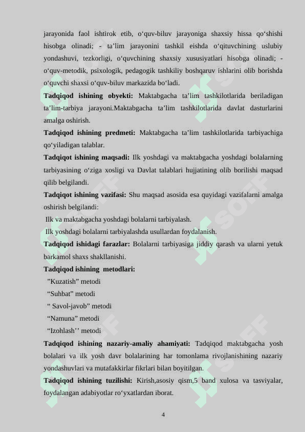 ILK YOSHDAGI BOLALARNI TARBIYALASHNING O‘ZIGA                                                                                   XOSLIGI 4