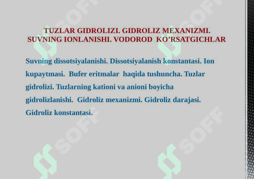 Tuzlar gidrolizi 2