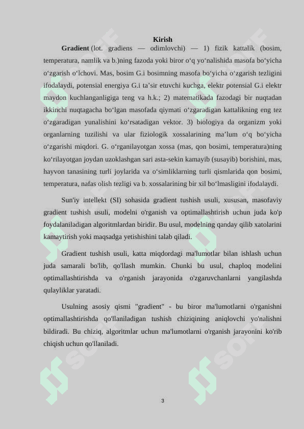 Gradient boʻyicha tushish usuli 3