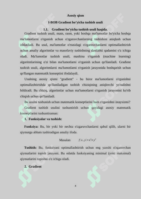 Gradient boʻyicha tushish usuli 4