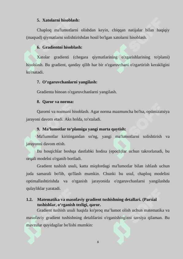 Gradient boʻyicha tushish usuli 6